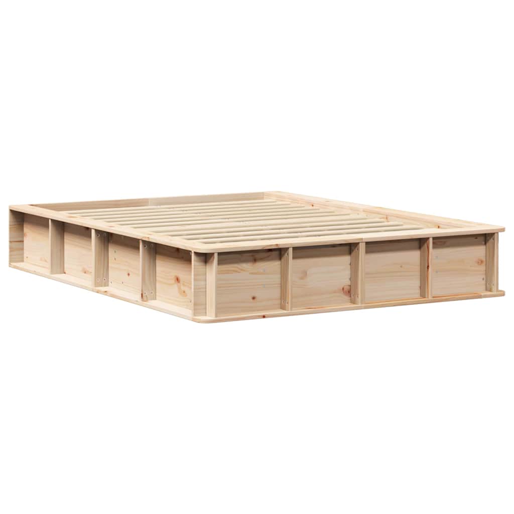 Bettrahmen Braun 135 x 190 cm Massives Kiefernholz