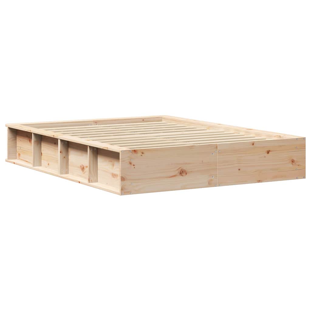 Bettrahmen Braun 135 x 190 cm Massives Kiefernholz
