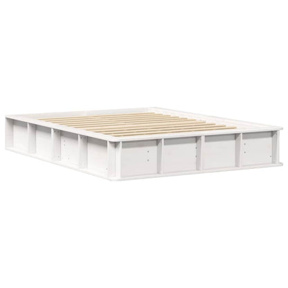 Bettrahmen Weiß 135 x 190 cm Massives Kiefernholz