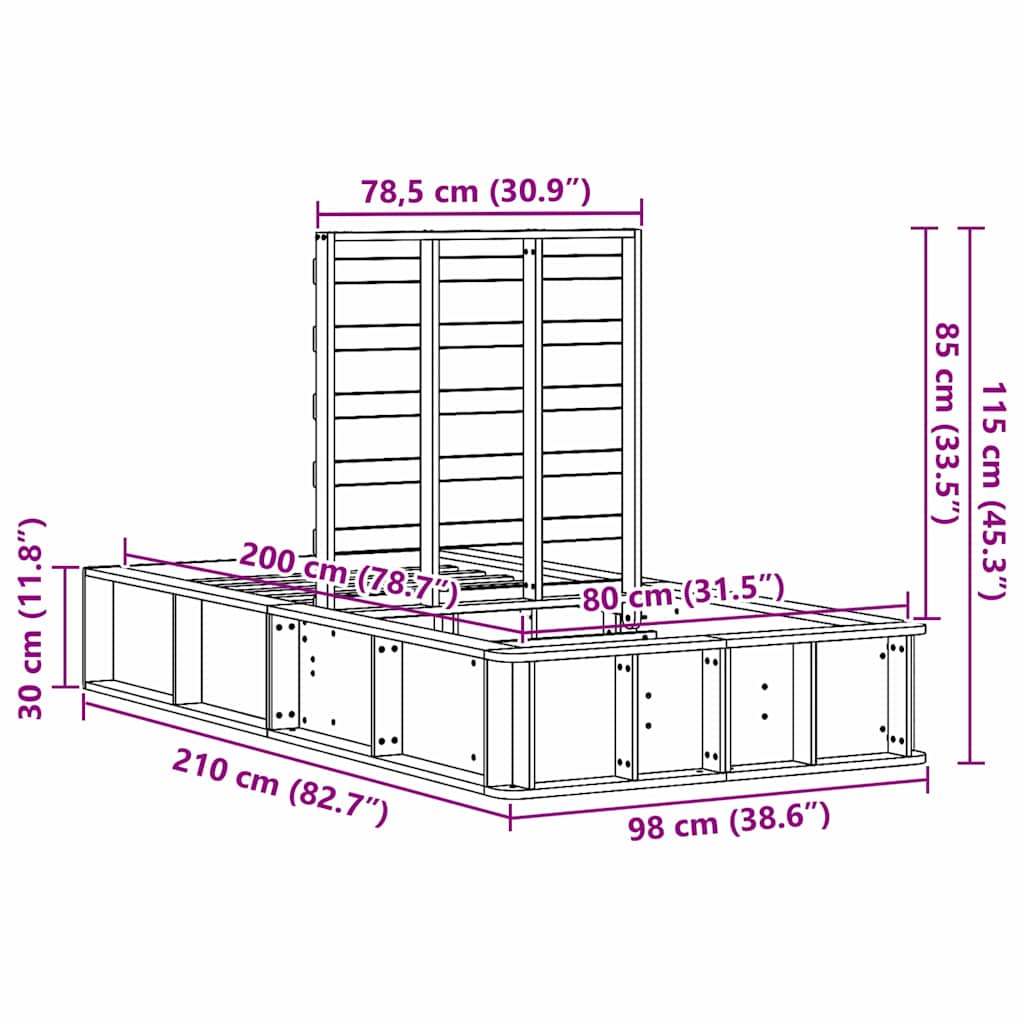 Bettrahmen Braun 80 x 200 cm Massives Kiefernholz