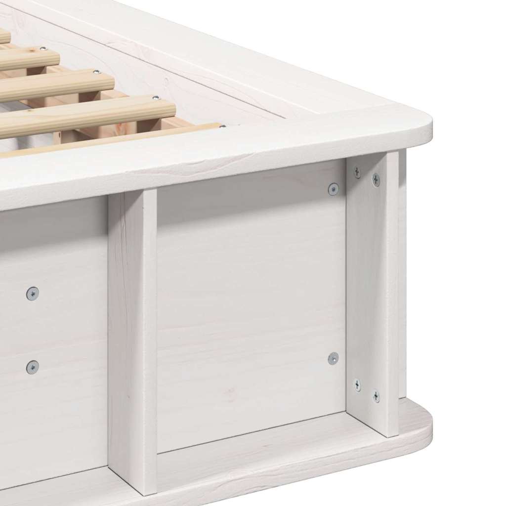 Bettgestell mit Speicher Weiß 90 x 190 cm Massives Kiefernholz