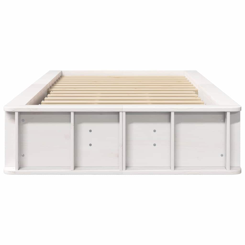 Bettgestell mit Speicher Weiß 90 x 190 cm Massives Kiefernholz