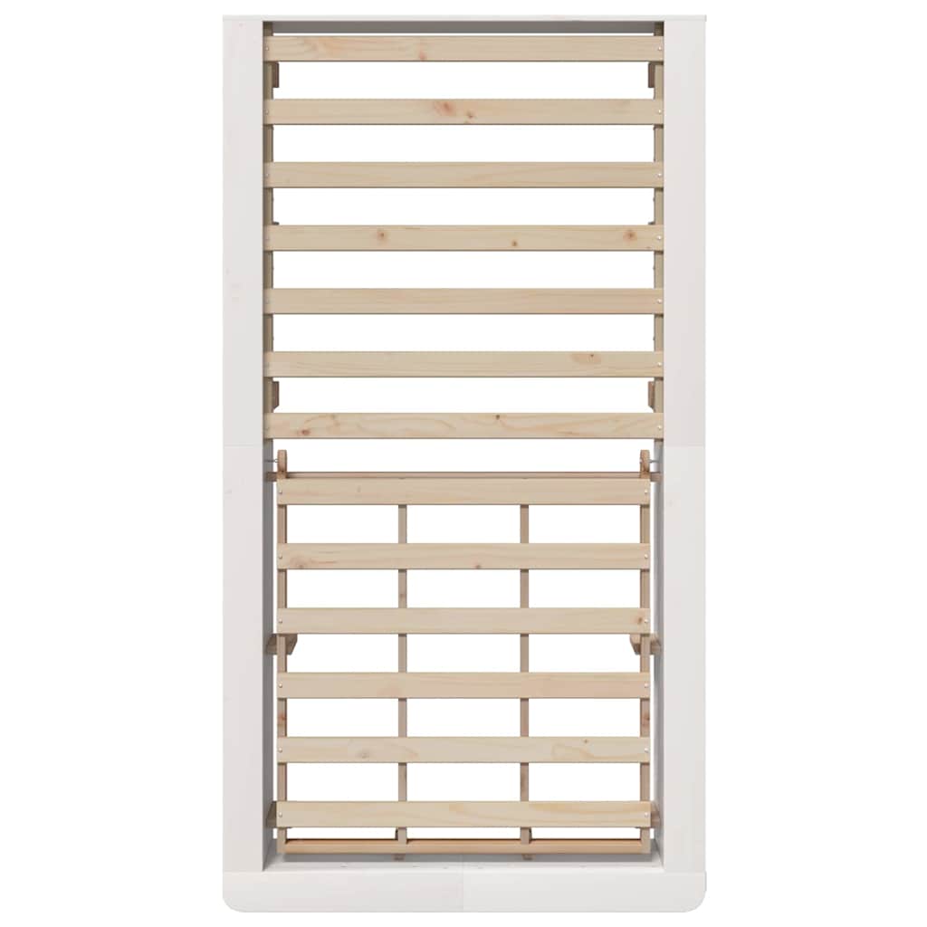 Bettgestell mit Speicher Weiß 90 x 190 cm Massives Kiefernholz