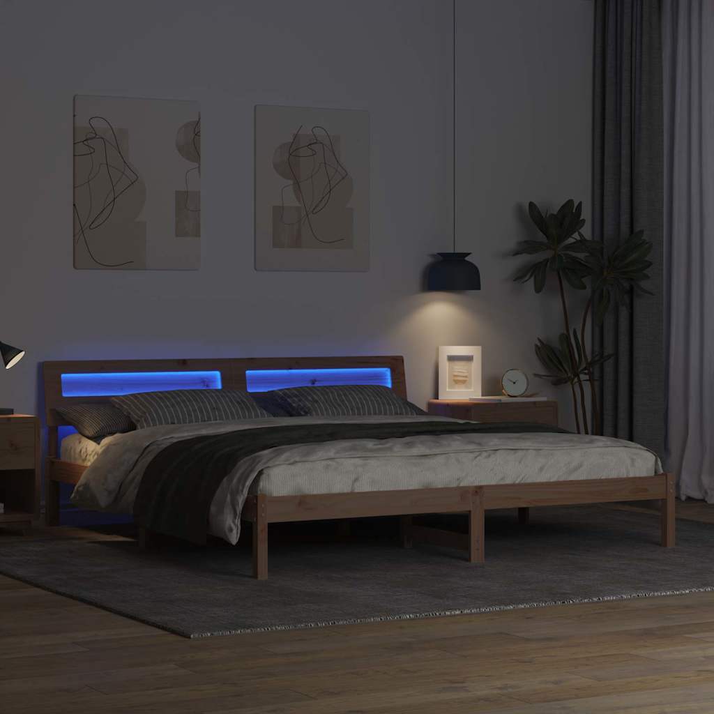 Bettrahmen mit Kopfteil Braun 200 x 200 cm Massives Kiefernholz