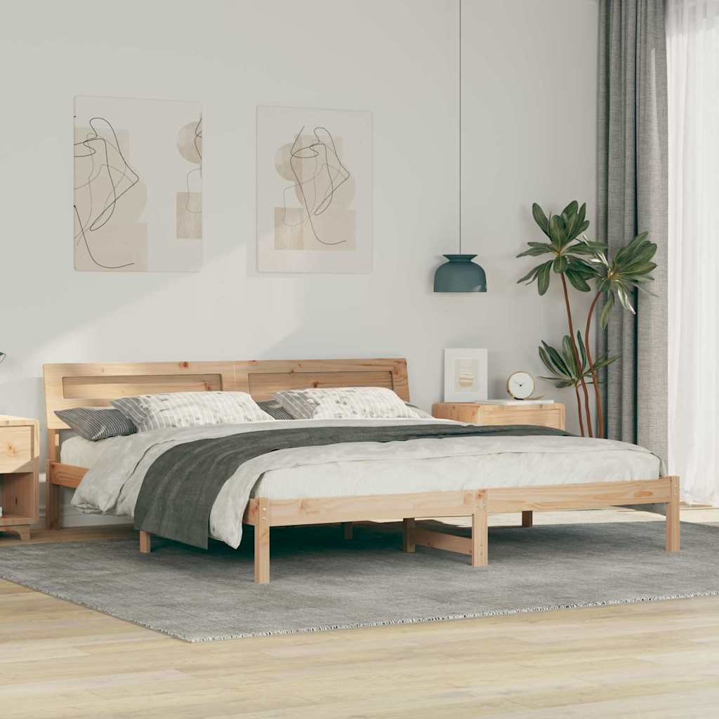 Bettrahmen mit Kopfteil Braun 200 x 200 cm Massives Kiefernholz