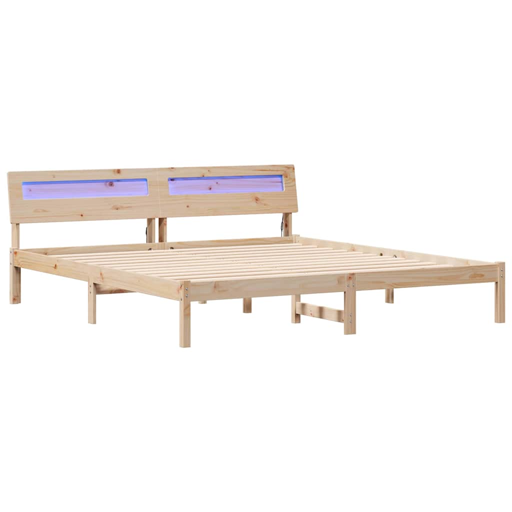 Bettrahmen mit Kopfteil Braun 200 x 200 cm Massives Kiefernholz