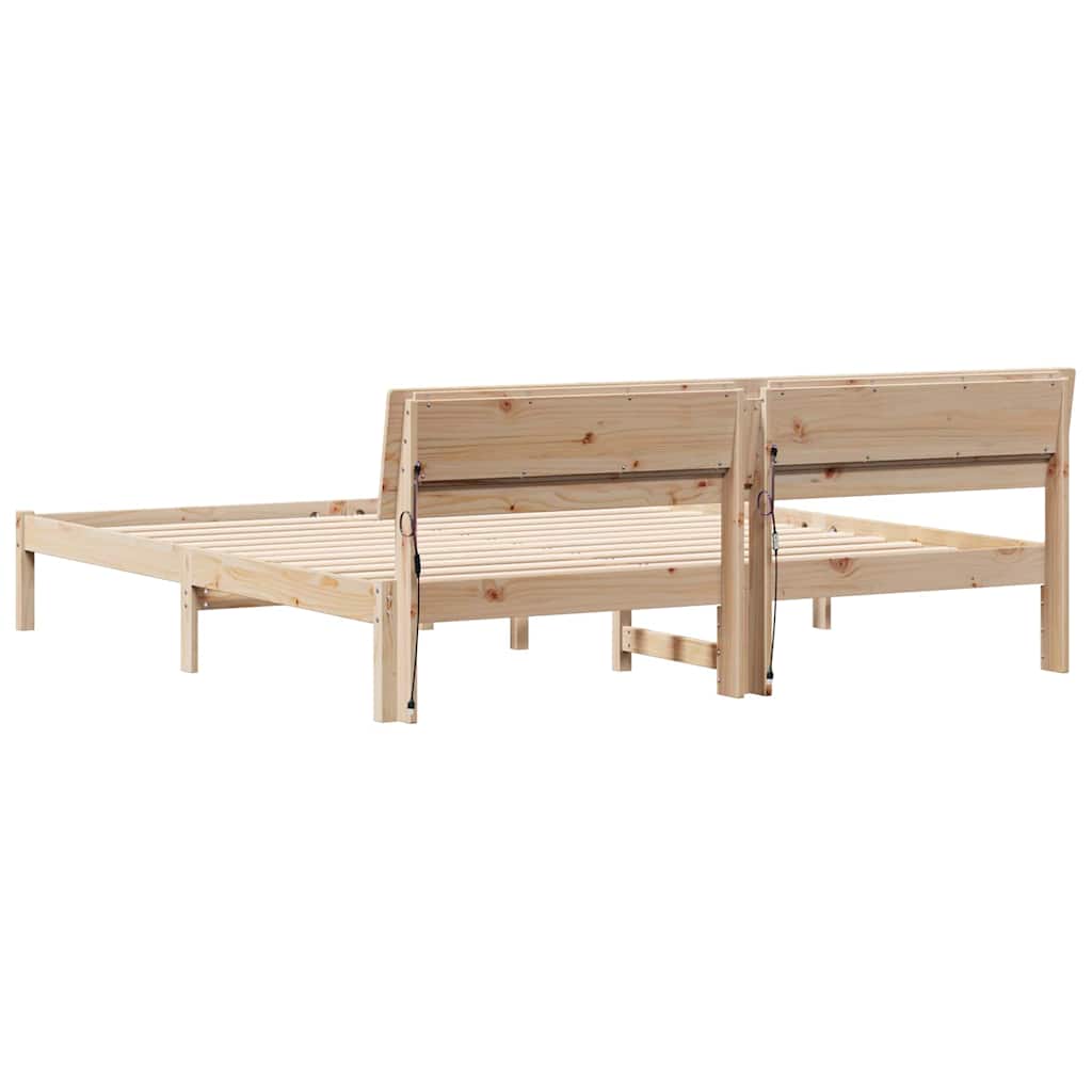 Bettrahmen mit Kopfteil Braun 200 x 200 cm Massives Kiefernholz