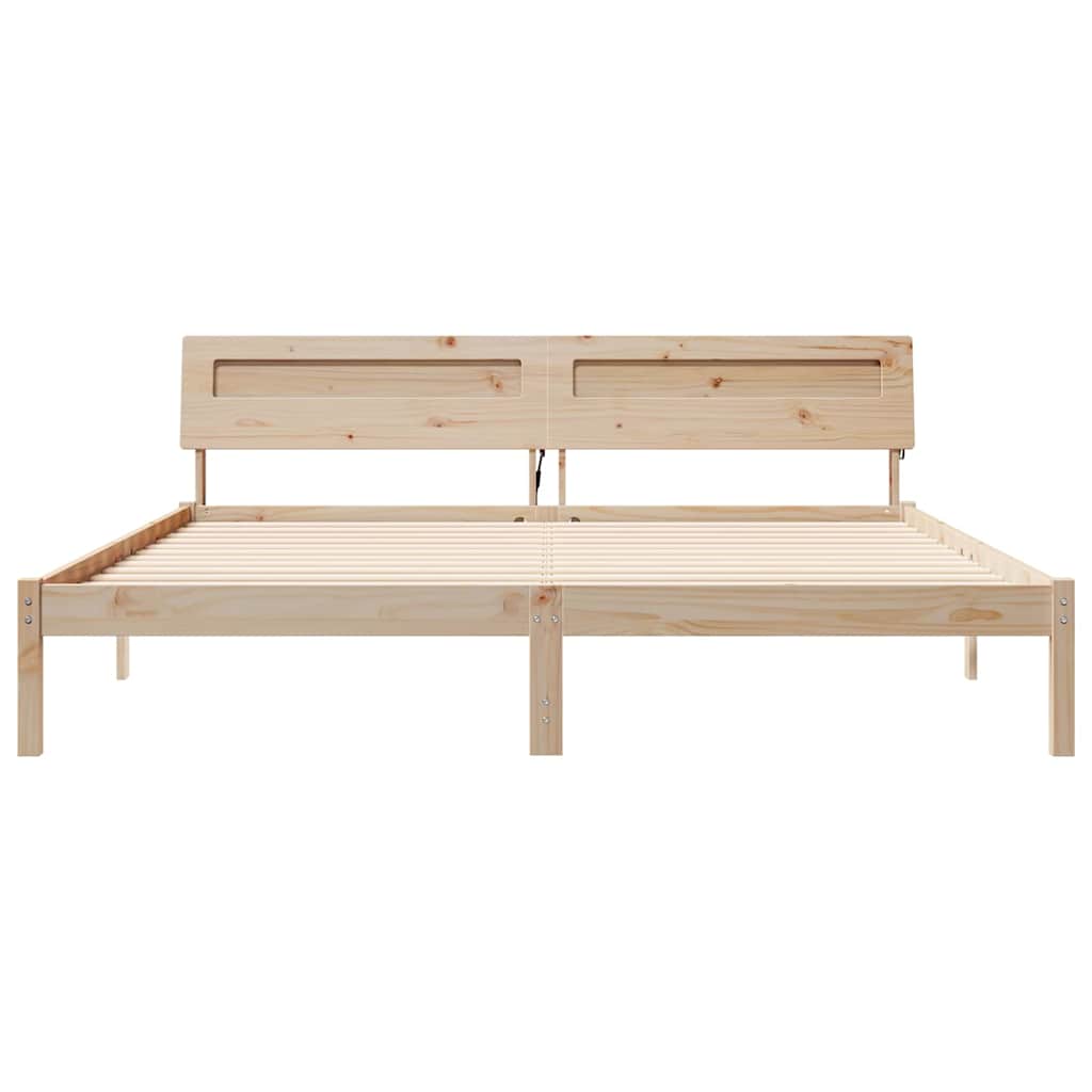 Bettrahmen mit Kopfteil Braun 200 x 200 cm Massives Kiefernholz