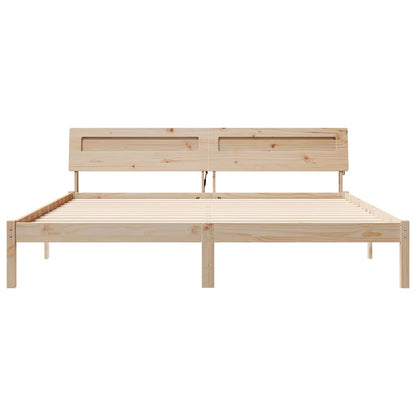 Bettrahmen mit Kopfteil Braun 200 x 200 cm Massives Kiefernholz