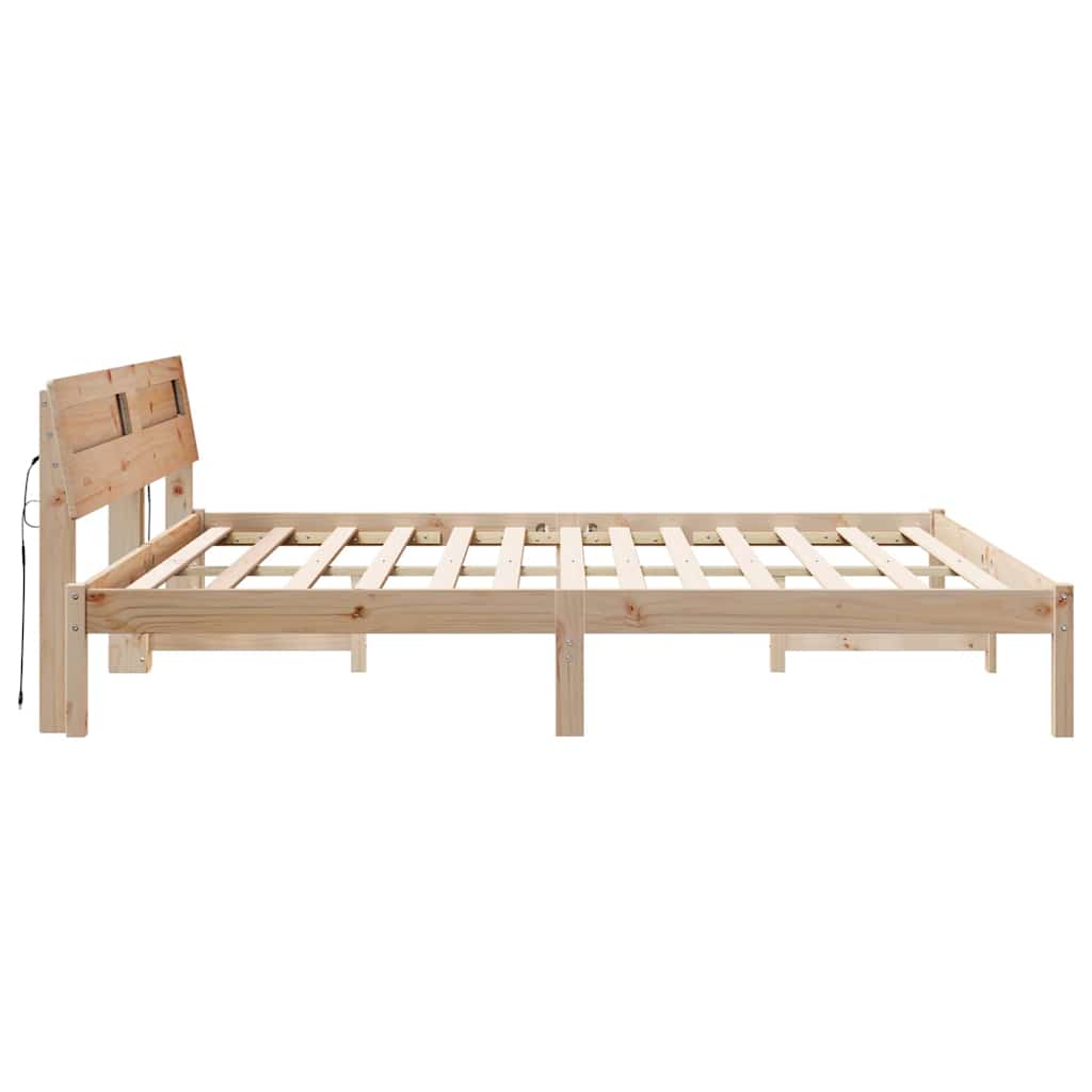 Bettrahmen mit Kopfteil Braun 200 x 200 cm Massives Kiefernholz