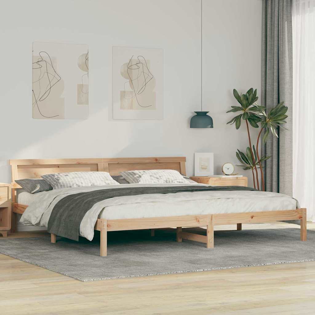 Bettgestell mit Kopfteil Braun 200 x 200 cm Massivholz Kiefer