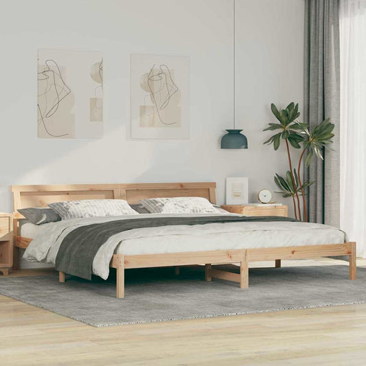 Bettgestell mit Kopfteil Braun 200 x 200 cm Massivholz Kiefer