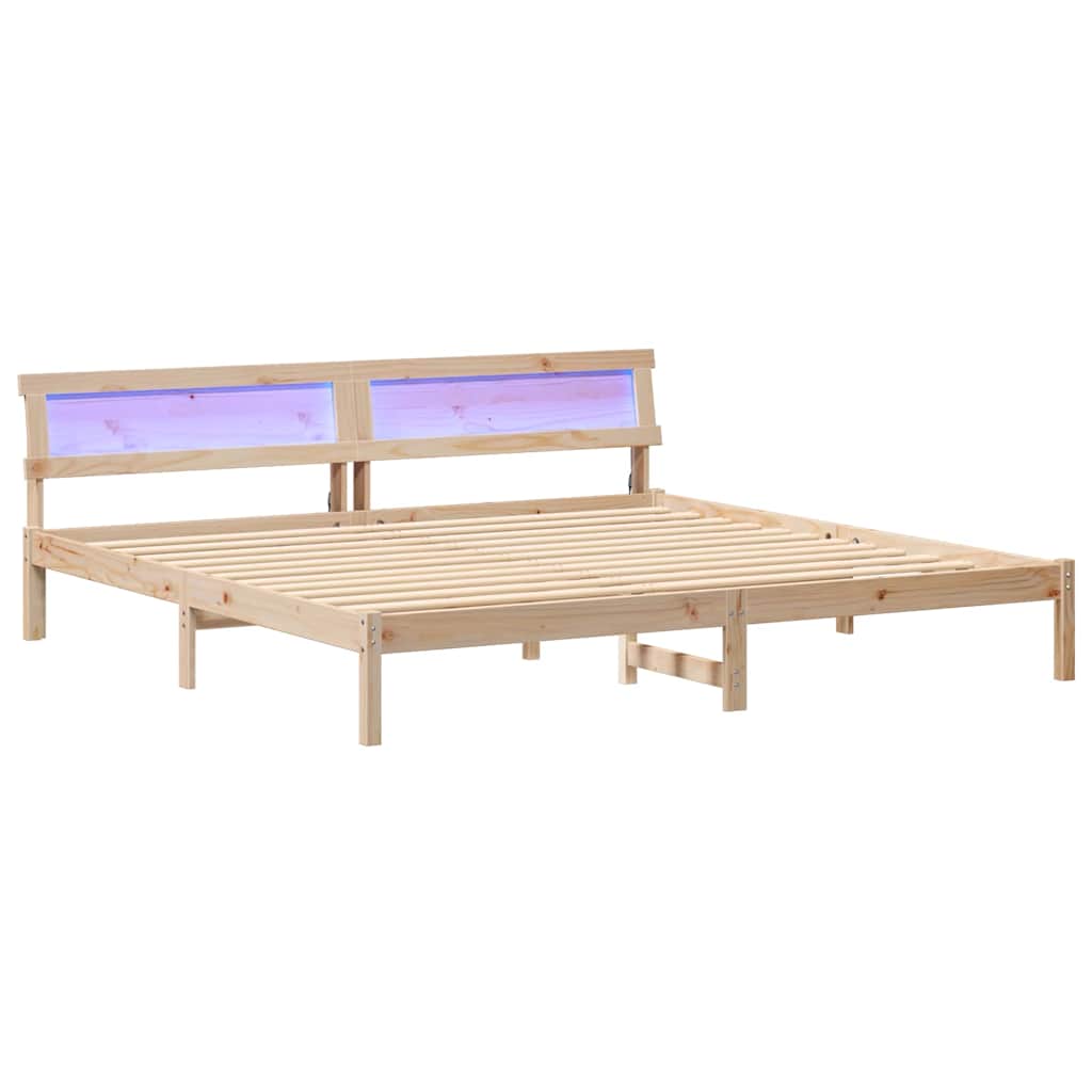 Bettgestell mit Kopfteil Braun 200 x 200 cm Massivholz Kiefer