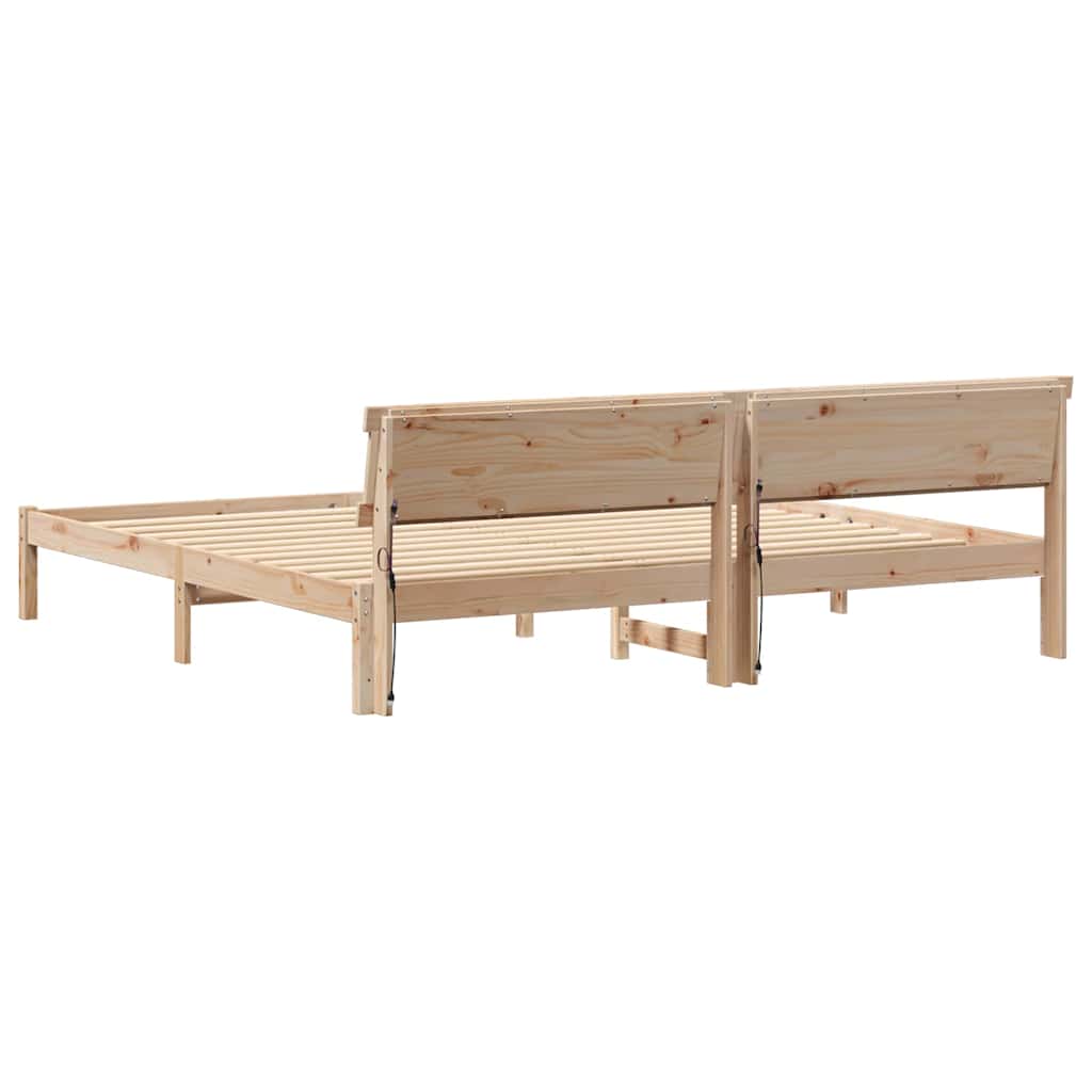 Bettgestell mit Kopfteil Braun 200 x 200 cm Massivholz Kiefer