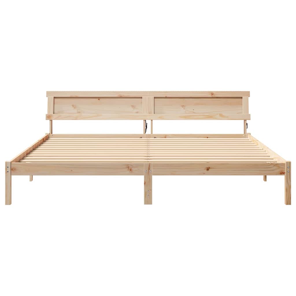 Bettgestell mit Kopfteil Braun 200 x 200 cm Massivholz Kiefer