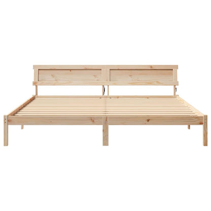 Bettgestell mit Kopfteil Braun 200 x 200 cm Massivholz Kiefer