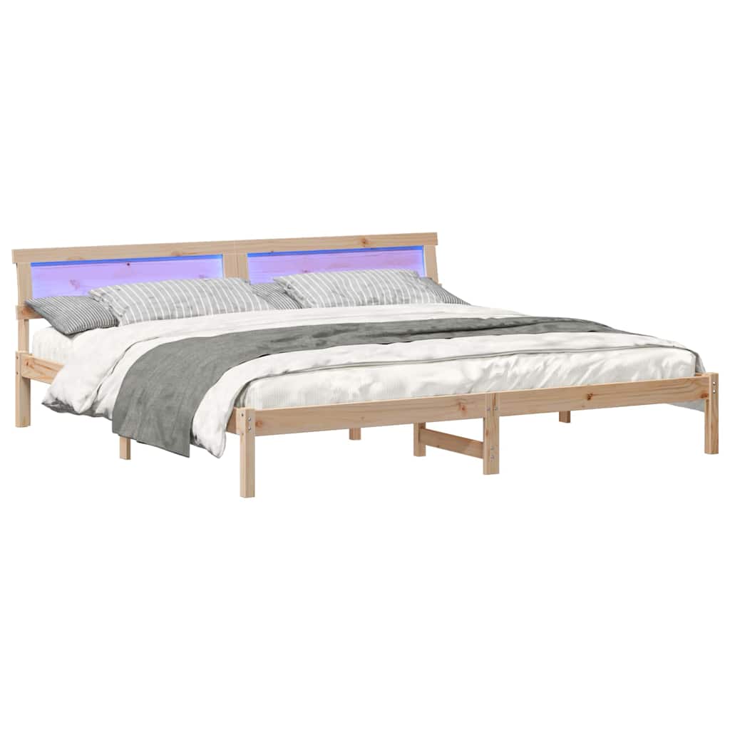 Bettgestell mit Kopfteil Braun 200 x 200 cm Massivholz Kiefer