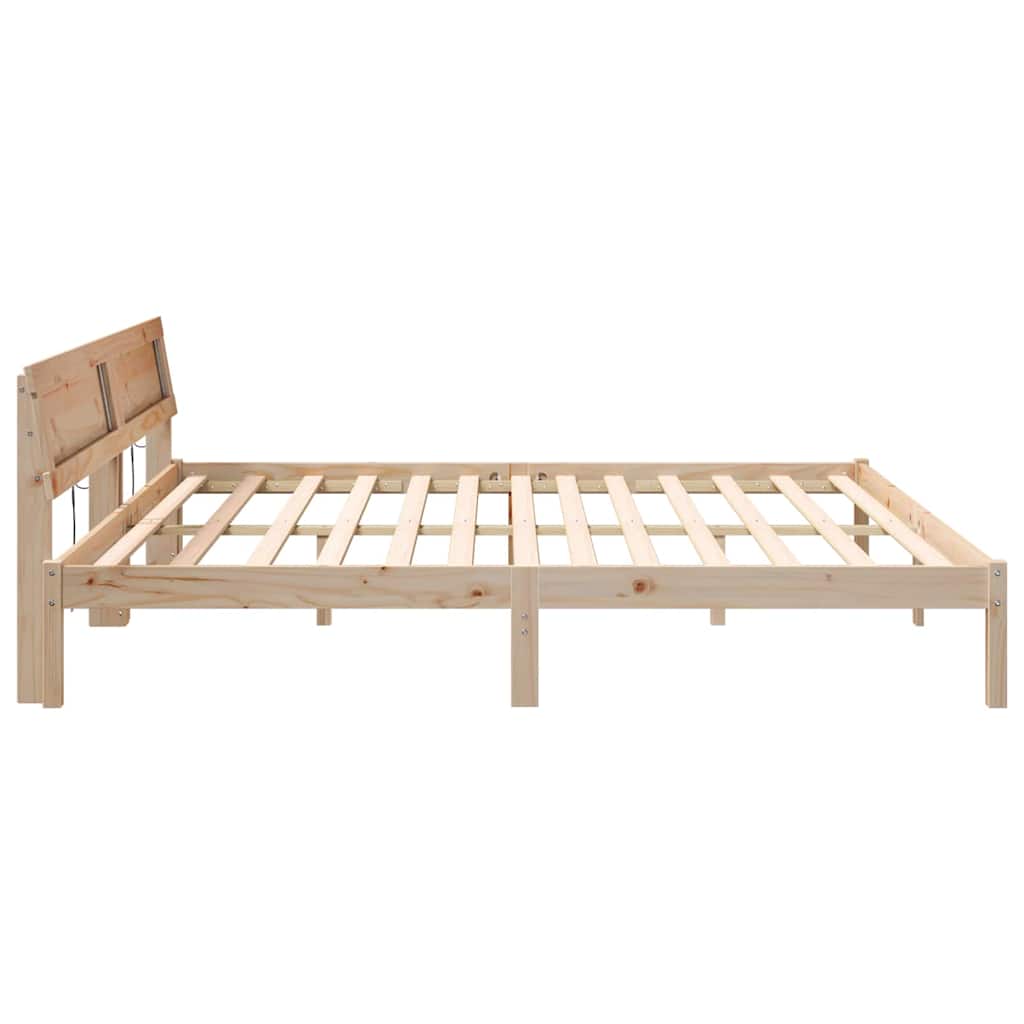 Bettgestell mit Kopfteil Braun 200 x 200 cm Massivholz Kiefer
