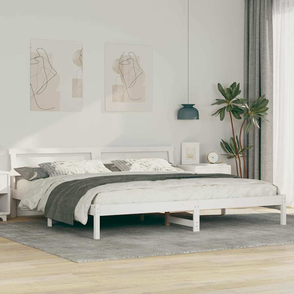 Bettrahmen mit Kopfteil Weiß 200 x 200 cm Massives Kiefernholz