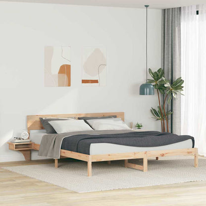 Bettrahmen mit Kopfteil Braun 200 x 200 cm Massives Kiefernholz