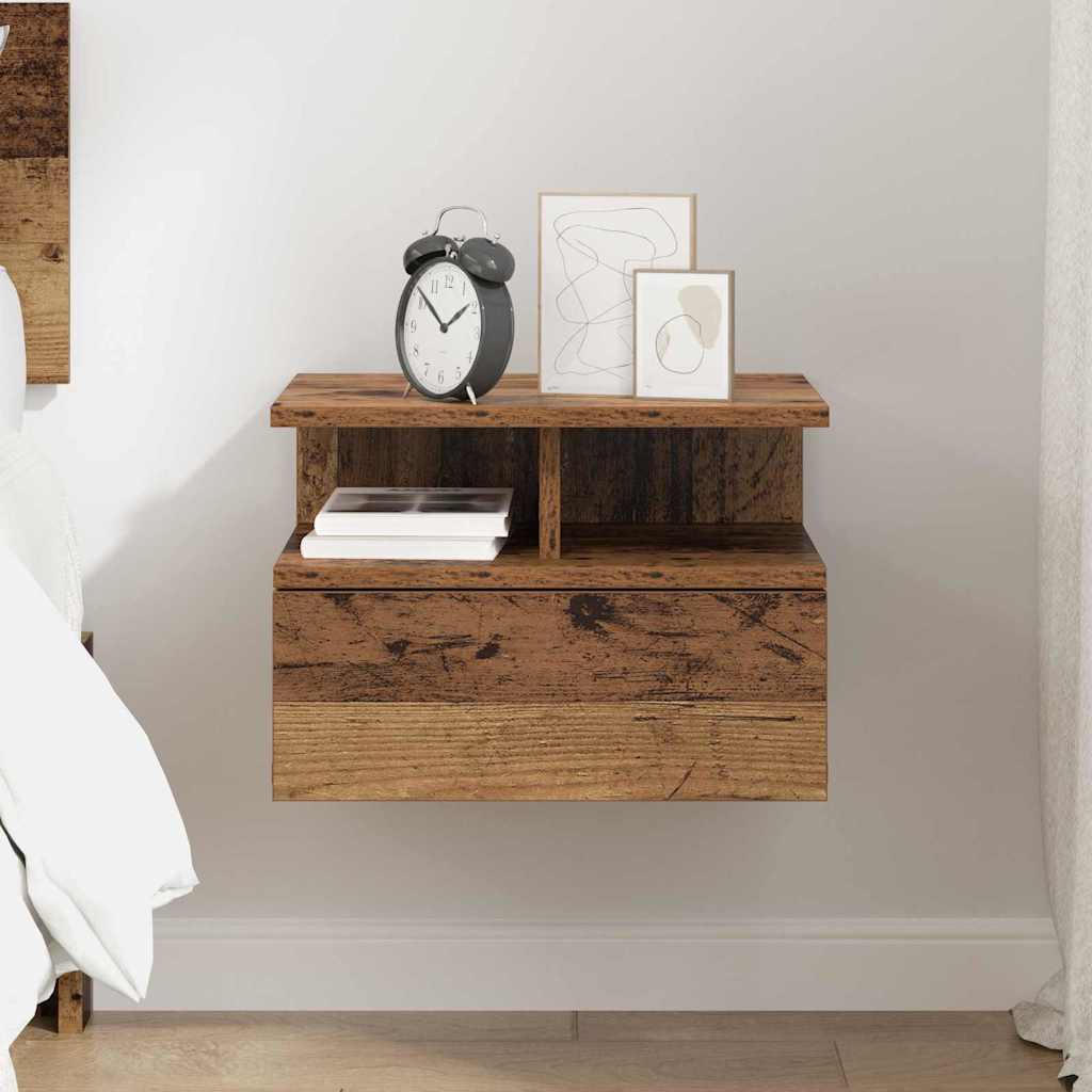 Schwebender Nachttisch Altholz 40 x 31 x 28 cm Holzwerkstoff