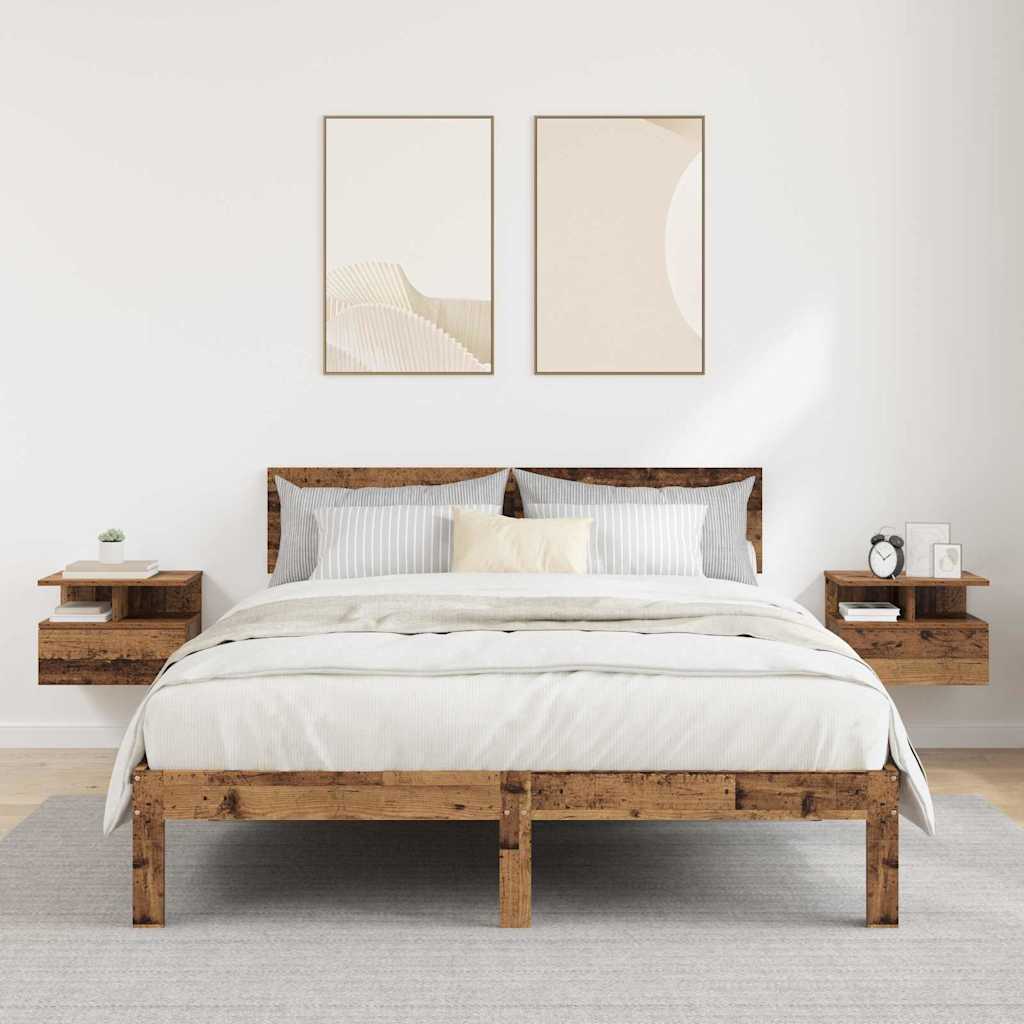Schwebender Nachttisch 2 stk. Altholz 40 x 31 x 28 cm