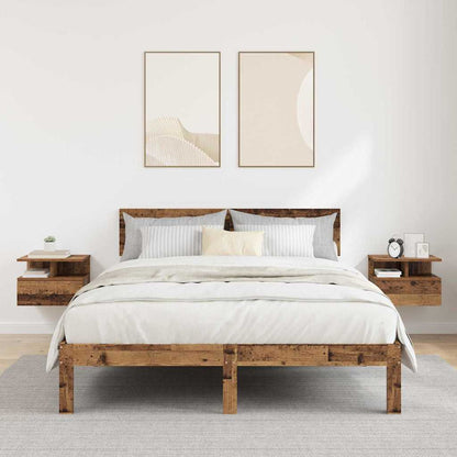 Schwebender Nachttisch 2 stk. Altholz 40 x 31 x 28 cm