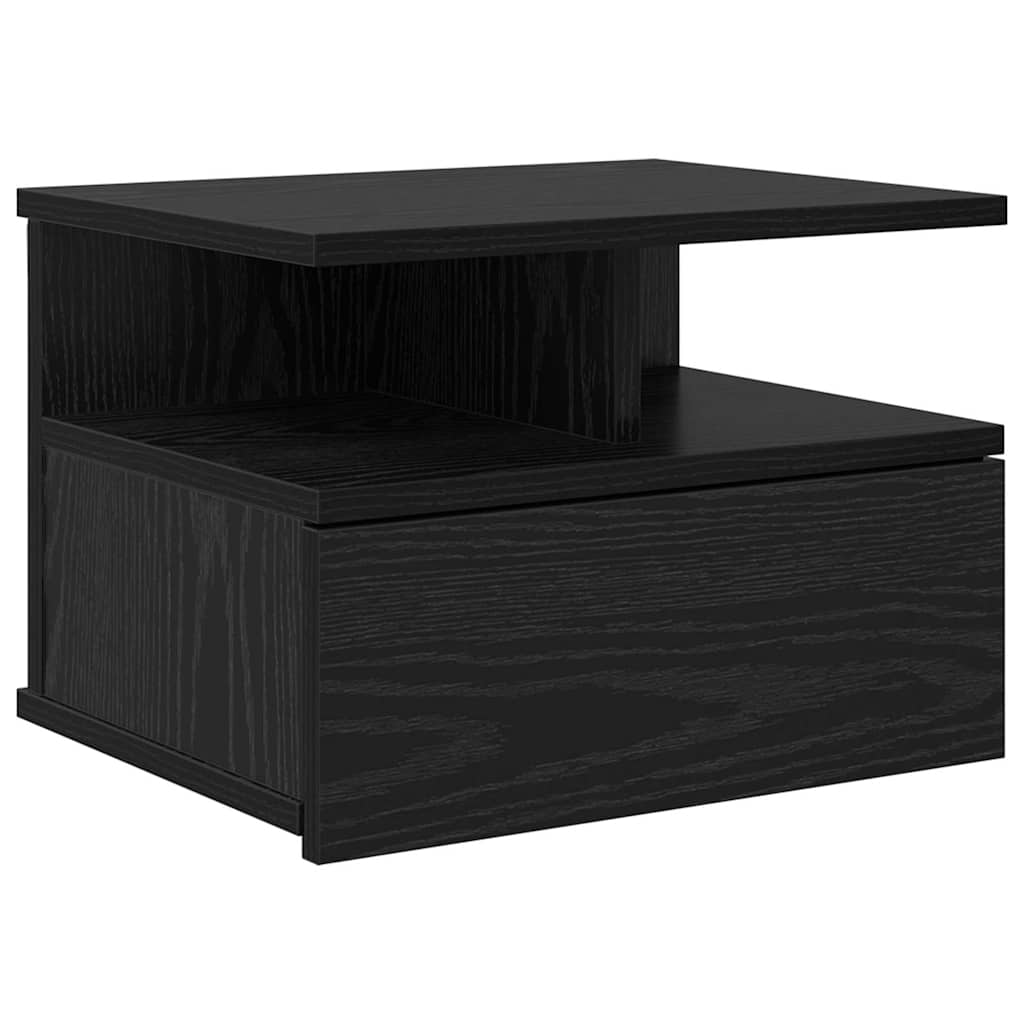 Schwebender Nachttisch Schwarz Eichen-Optik 40 x 31 x 28 cm