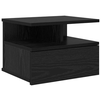 Schwebender Nachttisch Schwarz Eichen-Optik 40 x 31 x 28 cm