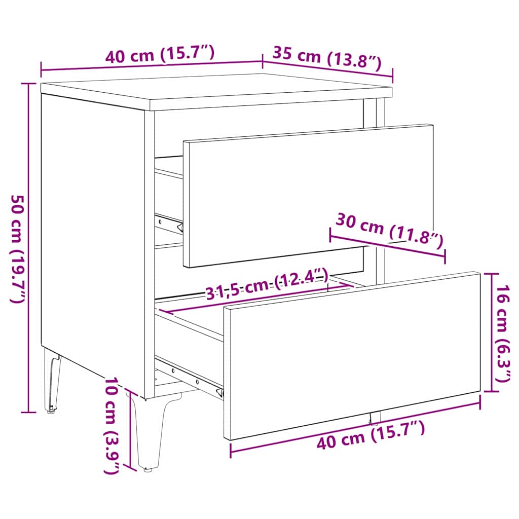 Nachttisch Artisan-Eiche 40 x 35 x 50 cm Holzwerkstoff