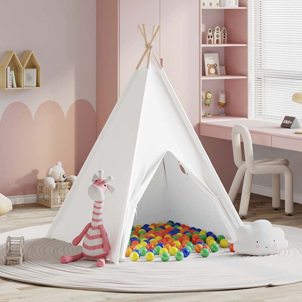 Teepee Zelt Weiß 120 x 120 x 150 cm Stoff, Kunststoff