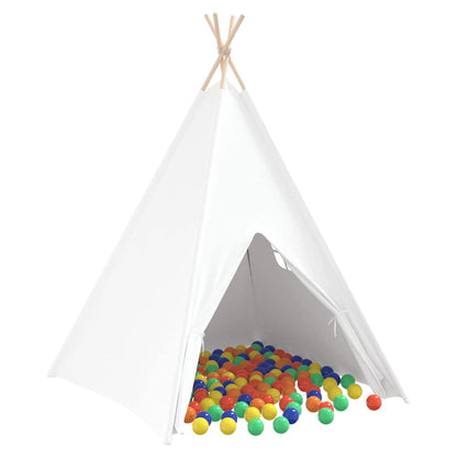 Teepee Zelt Weiß 120 x 120 x 150 cm Stoff und Plastik