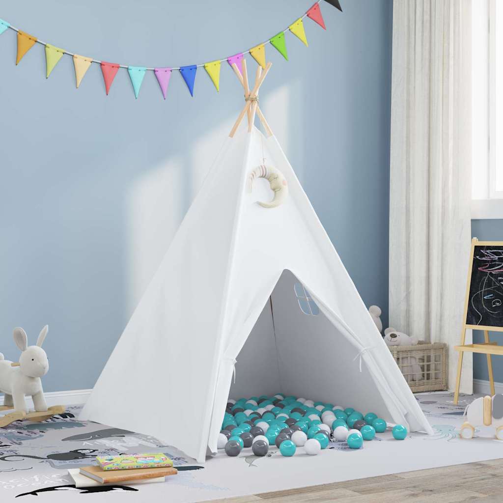 Teepee Zelt Weiß 120 x 120 x 150 cm Stoff, Kunststoff