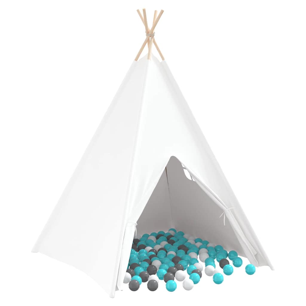 Teepee Zelt Weiß 120 x 120 x 150 cm Stoff und Kunststoff
