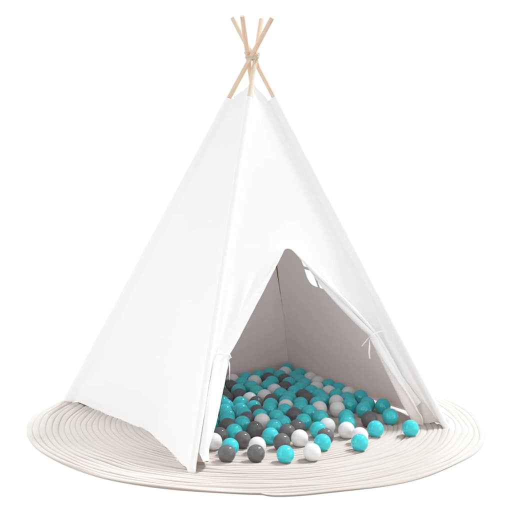 Teepee Zelt Weiß 120 x 120 x 150 cm Stoff, Kunststoff
