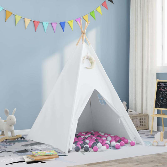 Teepee Zelt Weiß 120 x 120 x 150 cm Stoff, Kunststoff