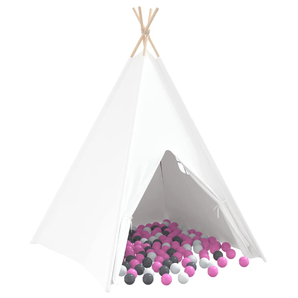 Teepee Zelt Weiß 120 x 120 x 150 cm Stoff, Kunststoff