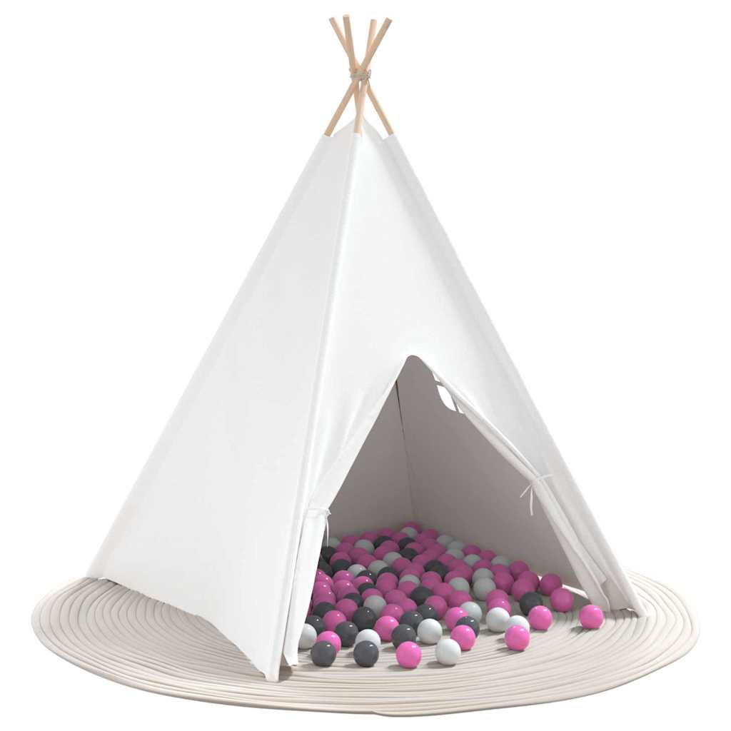 Teepee Zelt Weiß 120 x 120 x 150 cm Stoff, Kunststoff