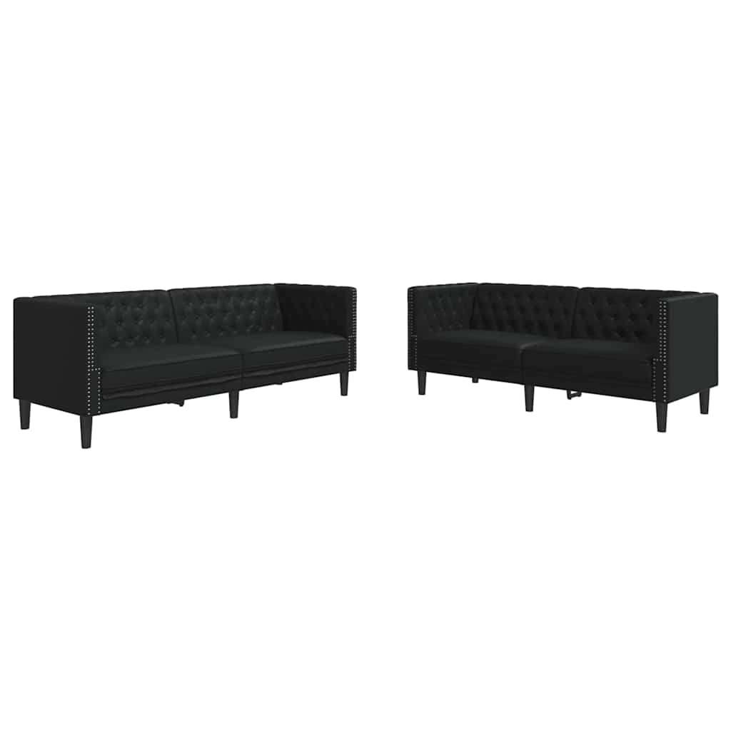 Wohnzimmer Couch 2 pcs Schwarz 194 x 74,5 x 70,5 cm Kunstleder