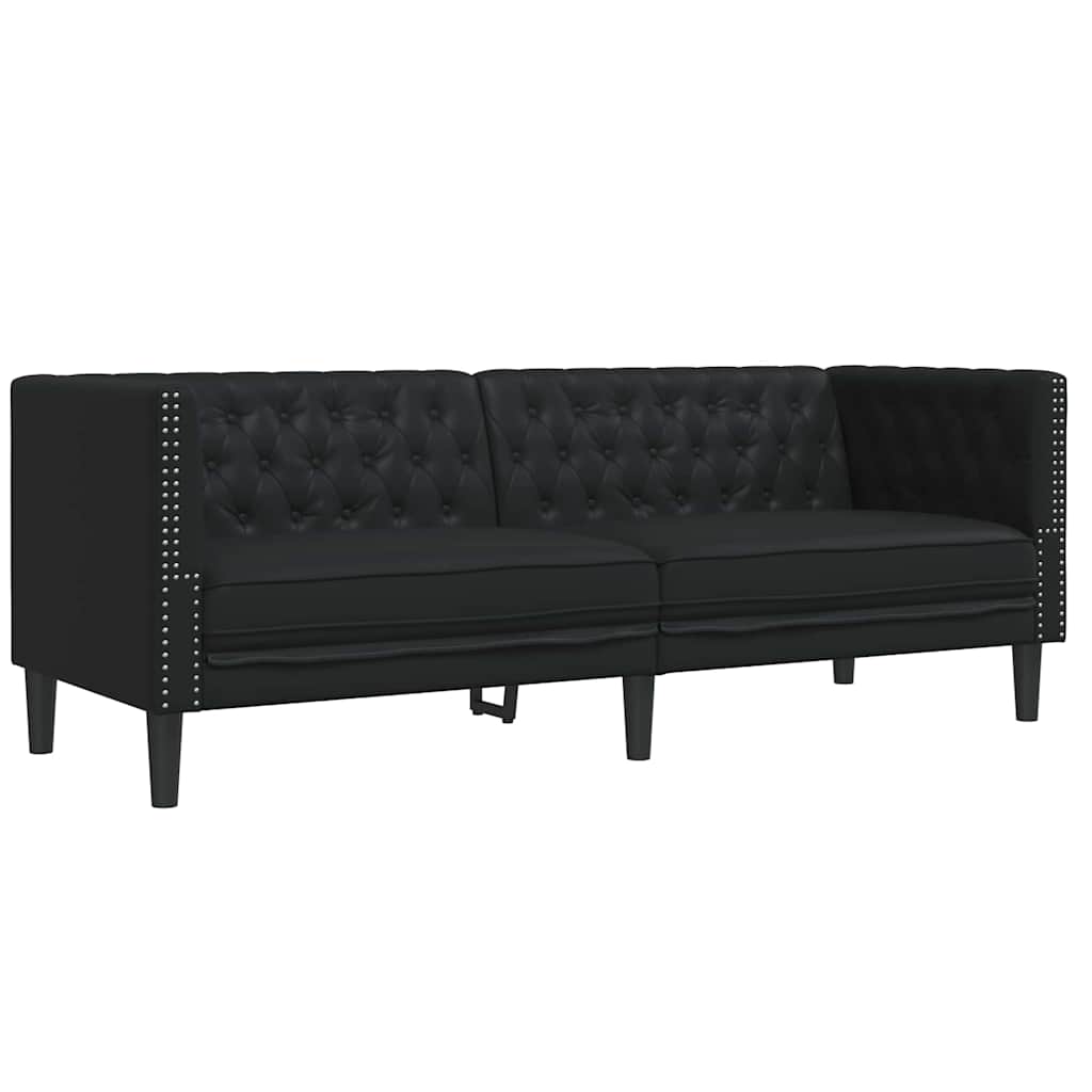 Wohnzimmer Couch 2 pcs Schwarz 194 x 74,5 x 70,5 cm Kunstleder