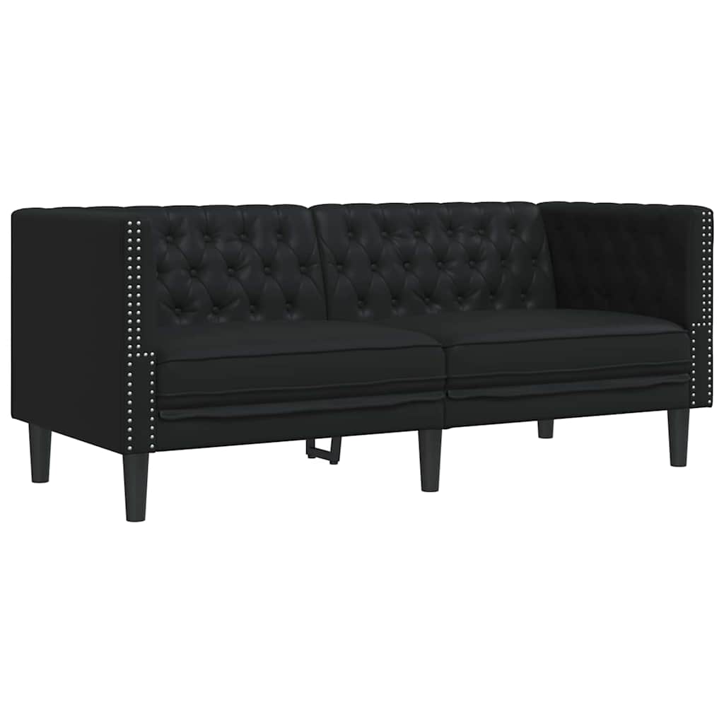 Wohnzimmer Couch 2 pcs Schwarz 194 x 74,5 x 70,5 cm Kunstleder