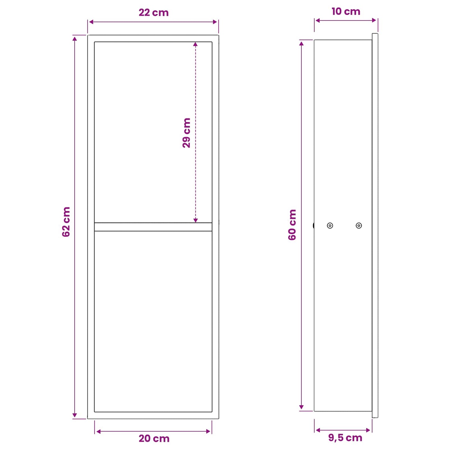 Duschnische Silber 60 x 20 x 9,5 cm Edelstahl