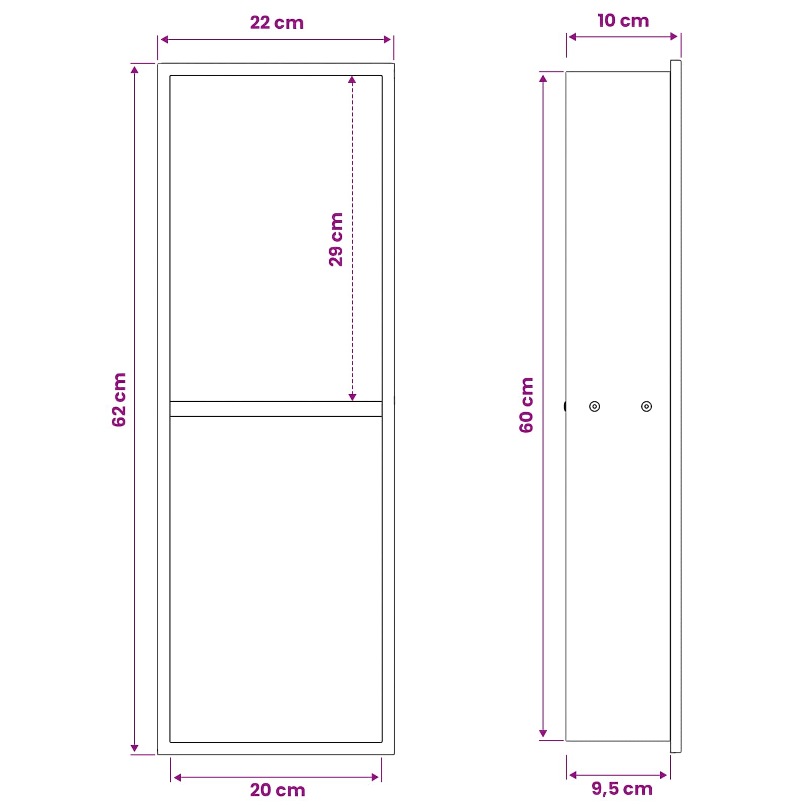 Duschnische Silber 60 x 20 x 9,5 cm Edelstahl