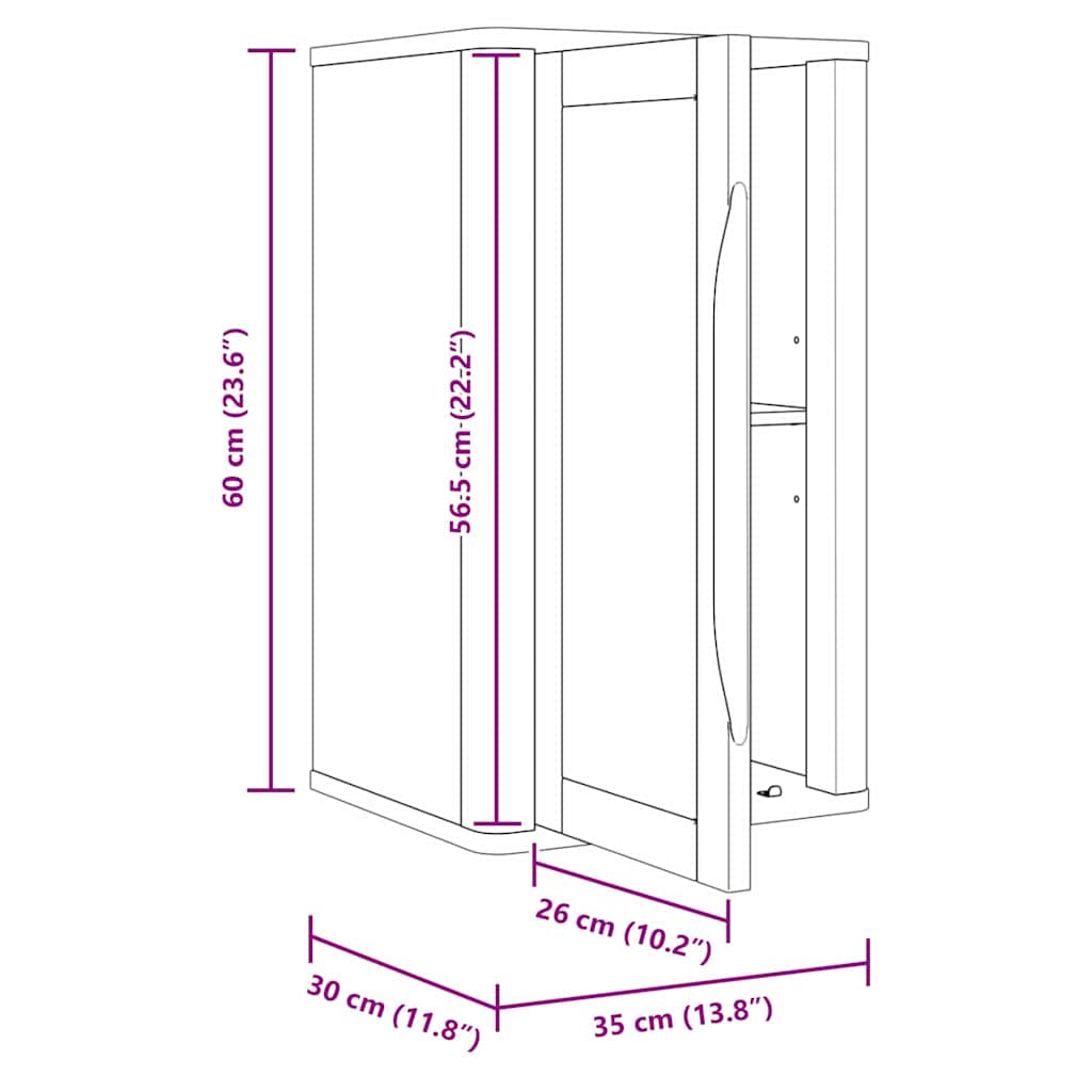 Badezimmer-Wandschrank mit Regal FLORO Weiß 35 x 30 x 60 cm