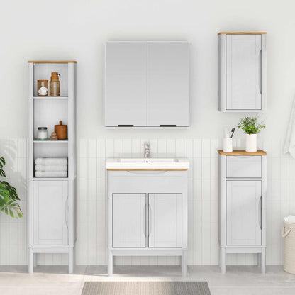 Badezimmerschrank FLORO Weiß 35 x 30 x 90 cm Massivholz Kiefer