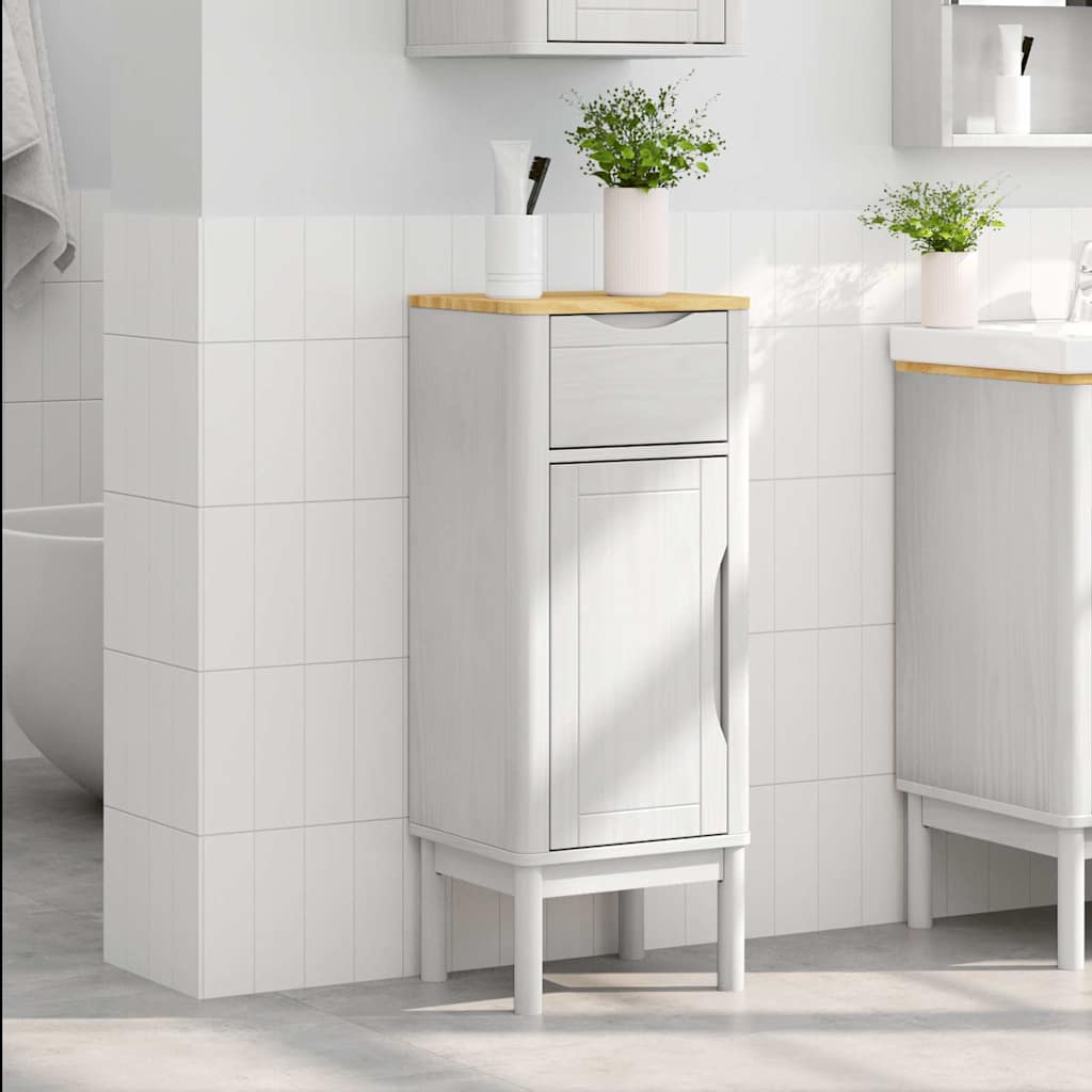 Badezimmerschrank FLORO Weiß 35 x 30 x 90 cm Massivholz Kiefer