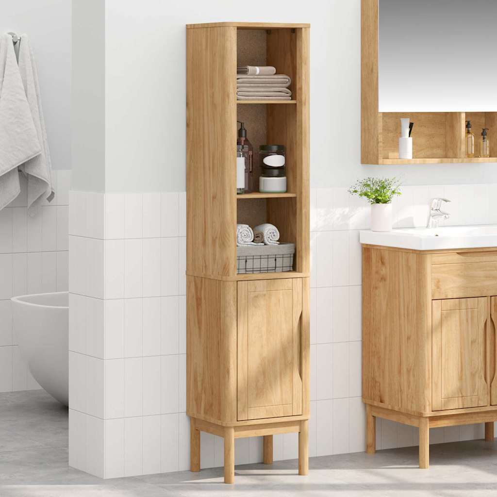 Bad hoher Schrank mit Regal FLORO Wachsbraun 35 x 30 x 160 cm