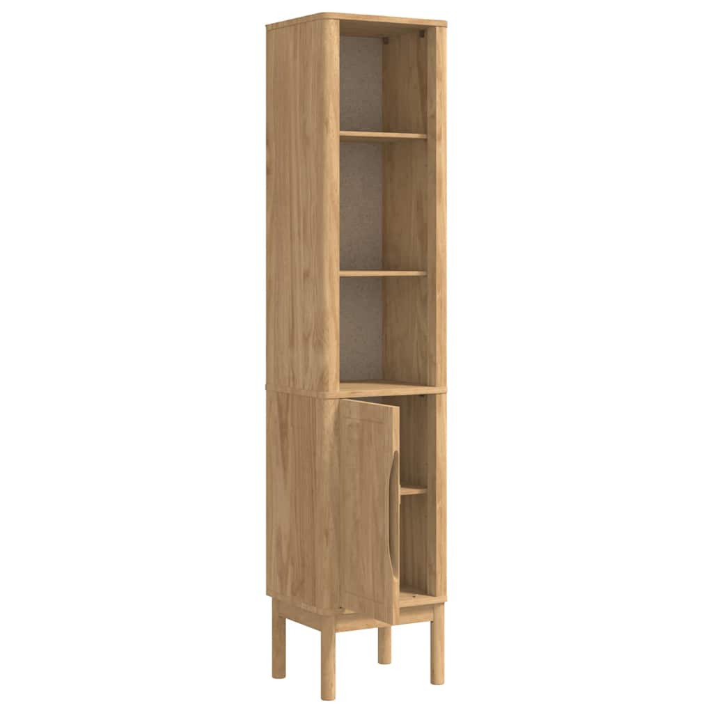 Bad hoher Schrank mit Regal FLORO Wachsbraun 35 x 30 x 160 cm