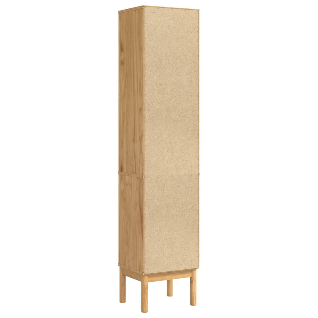 Bad hoher Schrank mit Regal FLORO Wachsbraun 35 x 30 x 160 cm