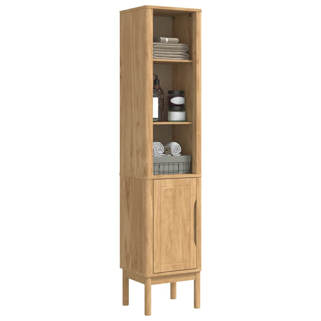 Bad hoher Schrank mit Regal FLORO Wachsbraun 35 x 30 x 160 cm